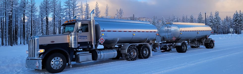 fuel tanker in snow in Quincy CA